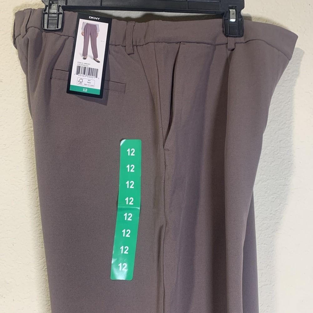 NEW DKNY Women's High Rise Wide Leg Dress Style Career Pants Size 12 Brown